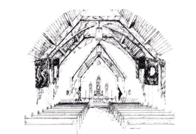Pen and Ink of the Chapel of the Centurion, Fort Monroe