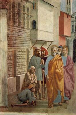 St Peter Healing the Sick with his Shadow, 1426-27 Fresco, 230 x 162 cm, Cappella Brancacci, Santa Maria del Carmine, Florence
